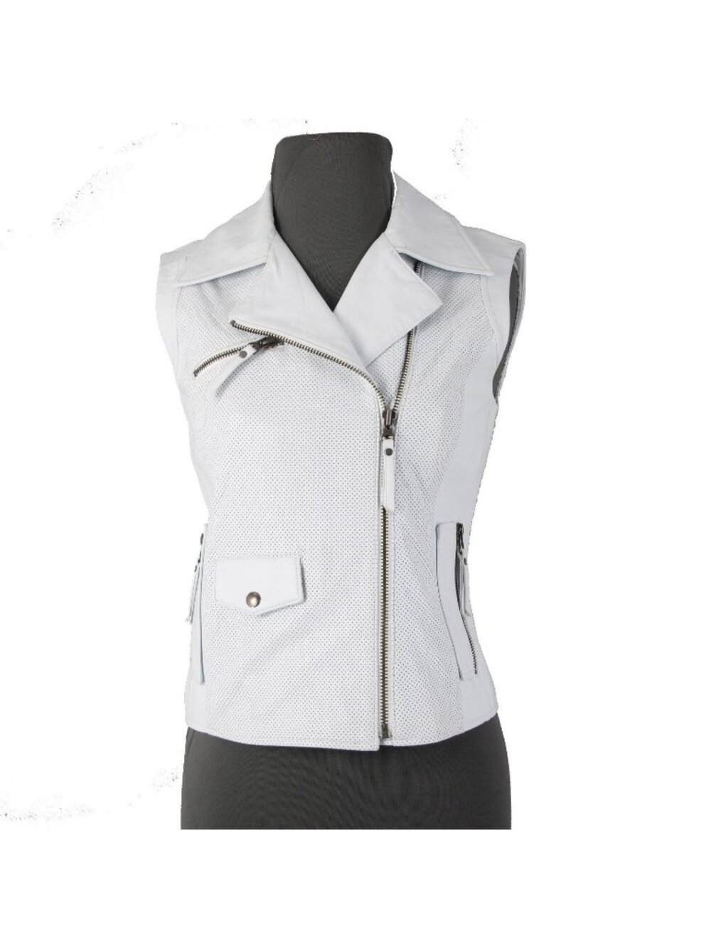 Truth And Pride Vest Sz XS Whiter Pockets Zipper 100% Leather Poly Lined Vest